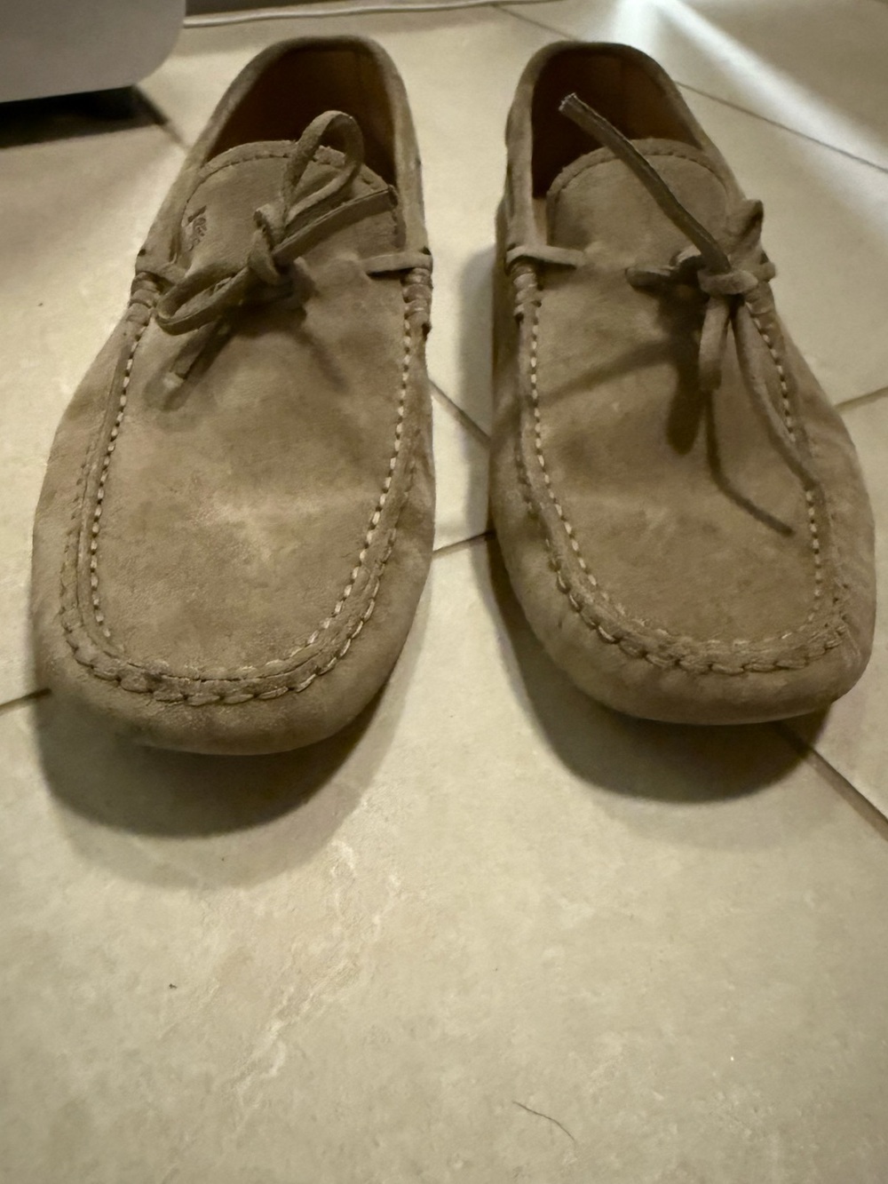 TOD'S Men’s Driving Mocassin Suede Driving Loafers in Taupe Brown Camel size 6.5 - Picture 9 of 12